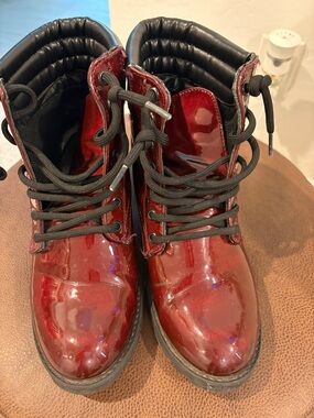 Black Lace-Up Synthetic Combat Boots